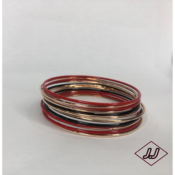 Metal Bangles  Black & red bangles set(12 bangles)