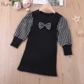 Humor Bear Autumn Children's Dresses Baby Girl Kid Clothes Plaid ing Dress for 2-6 Years. 
