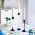 Black Candlestick Set of 3 for Fireplace Dining Table Home Decoration. 