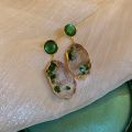 XIALUOKE Vintage Irregular Acrylic Pendants Green Round Opal Earrings For Women Hyperbole Long Tassel Drop Earrings Jewelry Gift. 