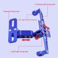 Blue Universal CNC Motorcycle License Plate Holder Frame With LED (Number plate holder)Aluminum Adjustable Universal Fitment Motorcycle Accessories -  Blue. 