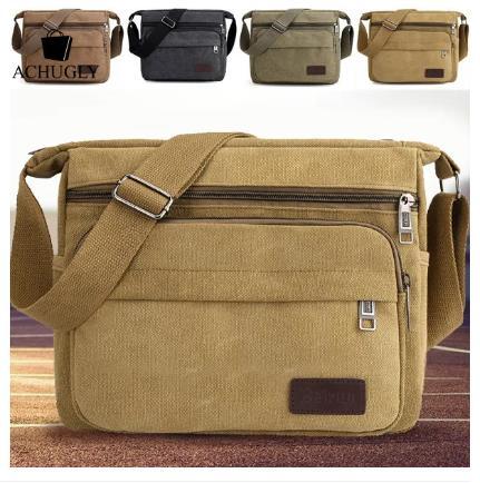 achugly High Quality New Fashion Men's Canvas Bag Shoulder Bag Messenger Bag Man Canvas Clutch Bag Men's Large-Capacity Waterproof Leisure Hand Bag