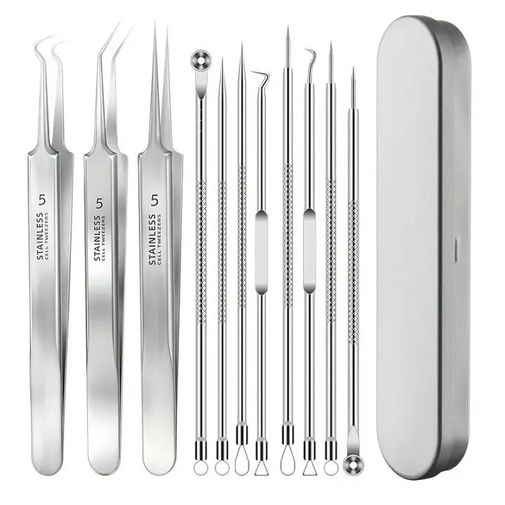 8-Piece Stainless Steel Acne and Pore Cleansing Tool Set - Professional ...