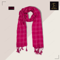 Ladies Stoles Trendy staller for women, Khaddi check Hijab Scarf fashion dupattas for girls, versatile ladies stole in Lawn stuff – pink. 
