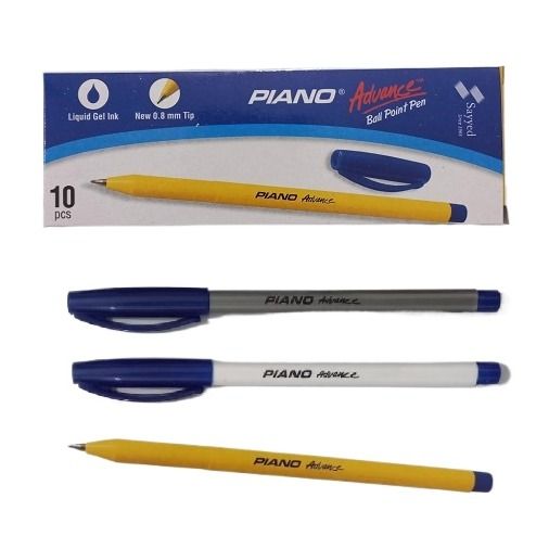 PIANO Advance Ball Point Pen, Advance liquid Gel Ink, New 0.8mm Tip - Pack of 10 Pcs
