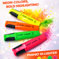 Piano Hi-Lighter Neon Highlighter Marker – Pack of 10 Pcs Multicolor | Chisel Tip | Quick Dry | Paper, Fax & Copy | Non-Toxic Ink. 