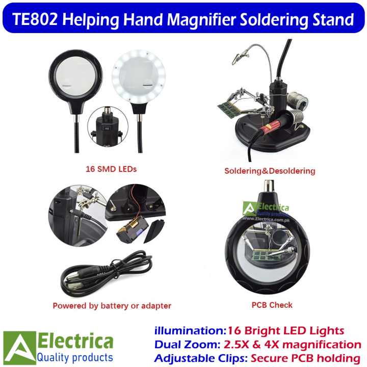 TE802%20LED%20Helping%20Hand%20Soldering%20Stand%20with%202.5X%204X%20Optical%20Magnifier%20for%20PCB%20Repair%20TE-802%20by%20Electrica%20-%20Image%205