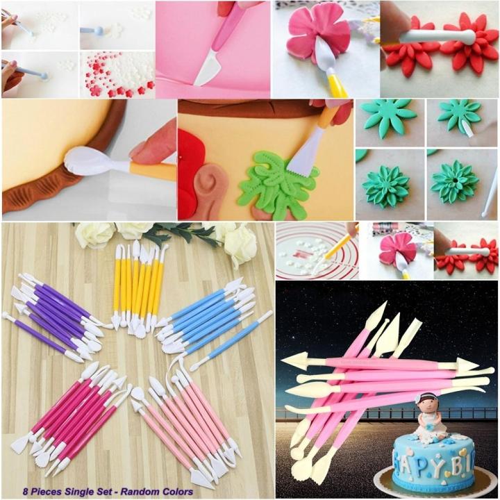 8 pcs Engraving Sculpture Sugar Flower Decorating Modeling Pastry Fondant Cake Carving Tools Set