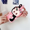 ♥Ready Stock +FREE Shipping+COD♥3D cute cartoon labubu pink and black patchwork color silicone case for iPhone 11 12 13 14 15 16 Pro Max casing Cartoon animal soft silicone protective cover for iPhone case. 