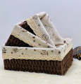 Chocolate Brown Jute & Linen Towel Basket ( SET OF 3 ). 