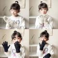 Emojis Children's Five Fingers Cute Korean Version Wool Thickened Warm Knitted Parent Child Gloves Autumn and Winter Primary School Students. 