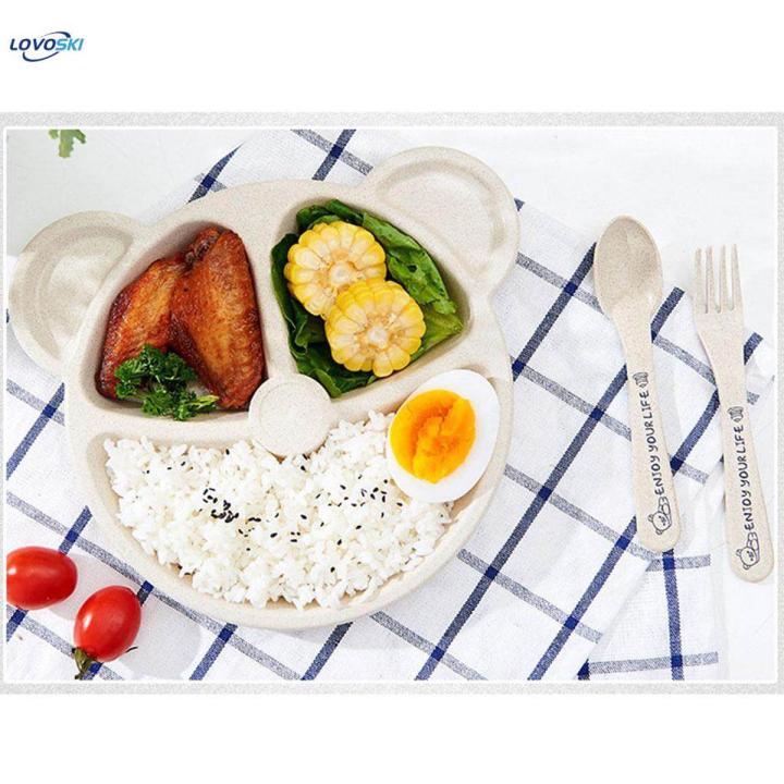 Divided Set .87 Inch 3-Compartment Durable Cartoon Food Plate Kids Dinnerware for Dinner Home Children Baby - , 7.87inch