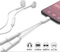 Lightning to 3.5mm 2 in 1 Earphone Audio Adapter without bluetooth compatible For iPhone Charger Cable Mobile Phone Aux Dual Jack Splitter Headphone & Fast Charging Connector Converter for pubg and gaming. 
