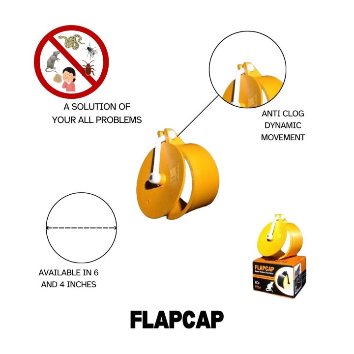 FLAPCAP Sewer Flap Valve. Plastic Manhole Sealer (pipe size 4 inches).