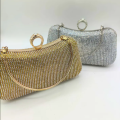 Women’s Elegant Crystal Evening Clutch | Shiny Rhinestone Handbag for Weddings & Parties | Golden & Silver Glam Purse with Chain Strap & Snap Closure. 