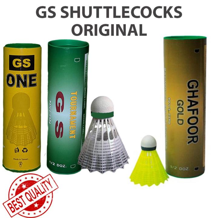 GS One | GS Ghafoor Gold | GS Tournament High Quality Nylon Shuttlecocks For Professional Badminton Indoor Game