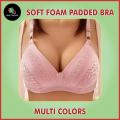 Soft Foam Padded Red Bras for Women with Adjustable Straps and Back Closure in Black, Beige, Pink and Rose Red Colors Fits A Cup and B Cups Available 32 to 42 Sizes Wireless Bra for Girls. 