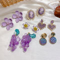 ES 925 S Needle Fashion Purple Trend Simple Fresh Earrings Korea 2023 New Purple Tide Temperament Earrings. 