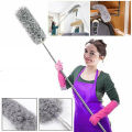 Microfiber Duster Extendable with 2m Extra Long Handle, Hand Duster, Bendable Head and Chenille Head, Washable Feather Dusters for Cleaning Cobwebs Ceilings Fans Cars. 