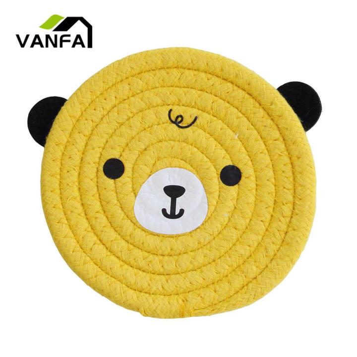 Coaster Anti-skid Cartoon Bear Hand-Woven Cotton Rope Placemat