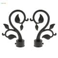 2Pcs Curtain Rod Ends Drapery Pole Head for Dia. 28mm Rod Leaf#Black. 