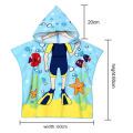 Large Cute Kids Hooded Bath Towel Cloak Cartoon Print Boys Girls Bathroom Beach Can Wear Super Absorbent Child Sunscreen Shawel. 