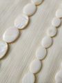 4, 7, 8, 11pcs String Natural Flat Oval White Mother of Pearl Sea Shell Beads for Crafting - DIY Crafting Elegant Jewelry Making Supplies. 