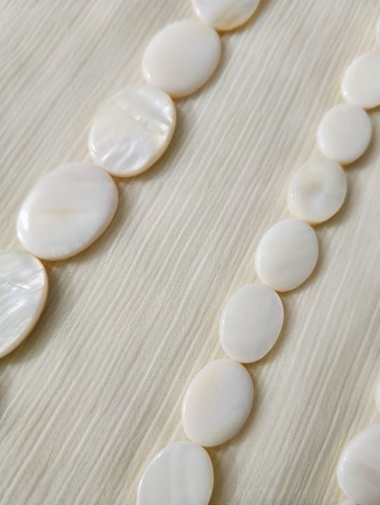 4, 7, 8, 11pcs String Natural Flat Oval White Mother of Pearl Sea Shell Beads for Crafting - DIY Crafting Elegant Jewelry Making Supplies