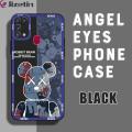 Jizetin for Samsung Galaxy M31 Back Cover Fashion Tide Bear Lens Full Protection Frame Phone Case Soft TPU Shockproof Mobile Phone Cases. 