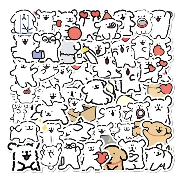 100PCS/set Cartoon Cute Line Dog In The Book Stickers DIY Graffiti Decal Sticker Brave
