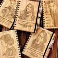 Wooden Customized Name & Picture Engraved Diary with Wooden Pen, Wooden Dairy, Dairy, Pen,. 