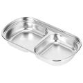 Techmanistan 2 Compartments Stainless Steel Plate, Stainless Steel Rectangular Thali Plate, 2 compartment Thali, Divided Dinner Plate, 2 Compartment Serving Tray, Nuts Tray. 