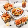 French Fries Basket Snack Bucket Stainless Steel Serving Platter Restaurant Style Serving Baskets For Snacks For Chips , Nuggets , Cutlet And Other Food Snack Chips Container. 