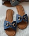 Women Fashion Luxurious Denim jeans Buckle Slides Fairy Style Casual  Slippers ,Sandal Perfect for Summer Wear - Comfortable and Stylish for Any Occasion Blue, Sky Blue. 