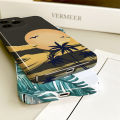 Jizetin for iPhone 12 Pro Back Cover Coconut Forest By The Sea Luxury Slim Hard Crashproof Mobile Phone Case For Boys Girls. 