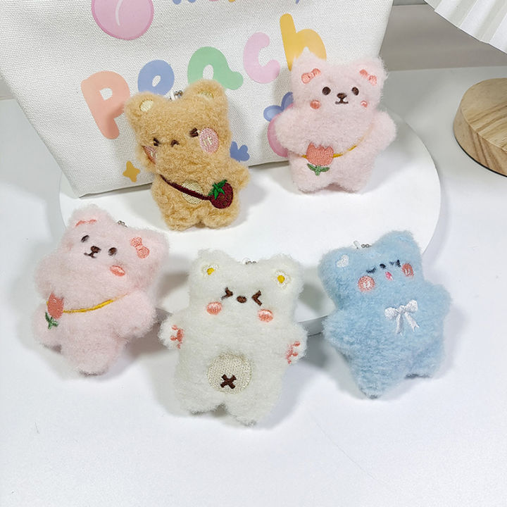 Korean Style Kawaii Small Bear Plush Toy Cute Animal Keychain Soft Stuffed Doll SUPER BABY