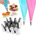 Cakeware 13 Piece Cake Decorating Set Frosting Icing Piping Bag Tips With Steel Nozzles. 