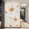 3D Gold Flower Wall Stickers, Unique wall papers, wall decor, Self adhesive wall stickers, home Decals, Wall Art. 