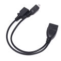 OTG Power Splitter Y Cable Micro USB Male to USB A Male Female Adapter Cord. 