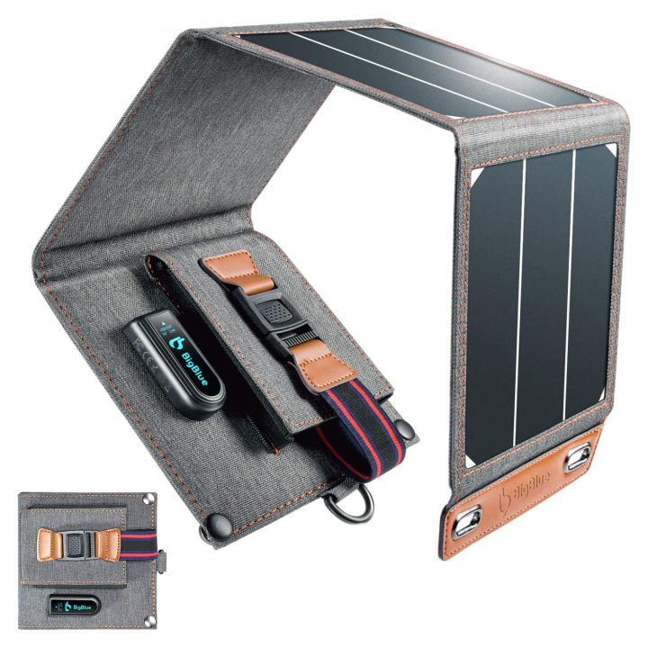 Imported [Upgraded Tiny Solar Charger] BigBlue 14W SunPower Solar Panels (5V/2.4A Max)