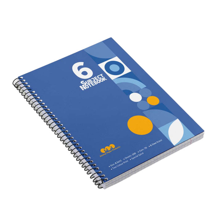 6 Subjects Large Spiral Notebook - Size: 8.5" x 11" - Premium Quality
