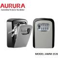 Key Lock Box Wall Mounted, AURURA 4 Digit Combination Lockbox for Outside, House Keys - 5 Keys Capacity, Key Safe Security Storage Lock Box for Indoor,  Outdoor, Garage, Garden, Store (1-Pack, Gray). 