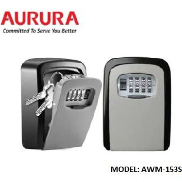 Key Lock Box Wall Mounted, AURURA 4 Digit Combination Lockbox for Outside, House Keys - 5 Keys Capacity, Key Safe Security Storage Lock Box for Indoor,  Outdoor, Garage, Garden, Store (1-Pack, Gray)