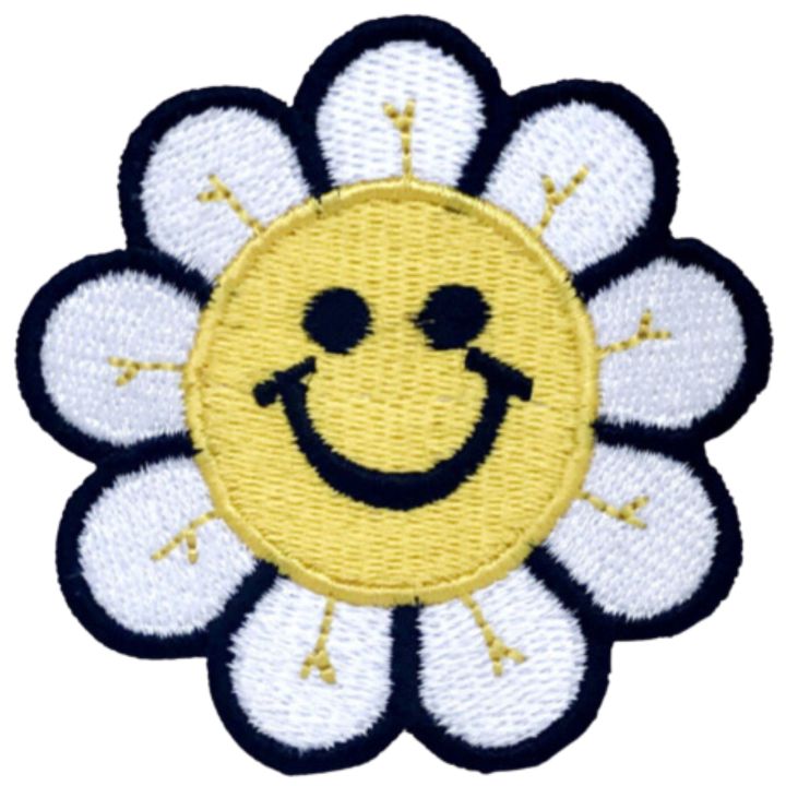 Smiley Face Daisy Flower Embroidered Iron On Patch Sew On Badge Bags Caps Jeans Jackets Applique