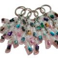 1 x 5 bottle Glitter Flake Key chain for girls keychains with glitter bottle. 