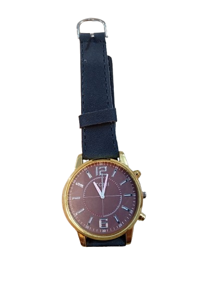 Gold Trimmed Brown Dial Watch with Faux Leather Strap – Elegant Analog Wristwatch for Men & Women | Stylish Round Face with Gold Accents and Durable Brown Faux Leather Band | Lightweight, Comfortable & Perfect for Formal Wear, Office, Daily Use & Gifting