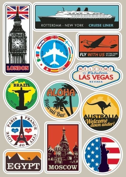 Travel Landmark Stickers for Laptop - Size 3 x 2 Inches approx each ...