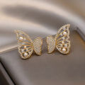 Fashion Earrings Trendy Yellow Rhinestone Butterfly Earrings. 