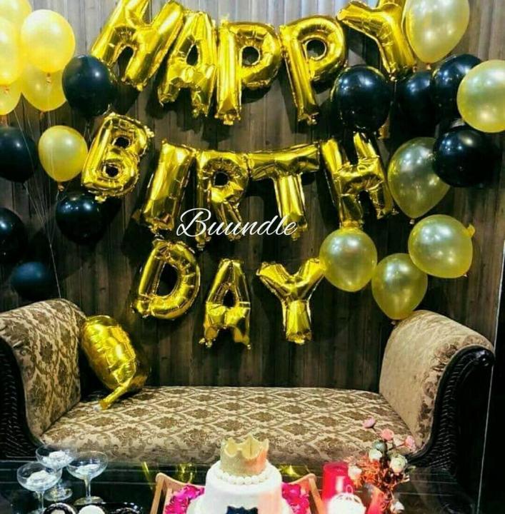 Golden 13 letter Happy Birthday Foil Balloons,50 Yellow And 50 Black balloons Theme Birthday Party