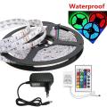 RGB Waterproof LED Strip Light 5M RGB DC 12V LED Strip With Remote Control 5A Power Adapter. 
